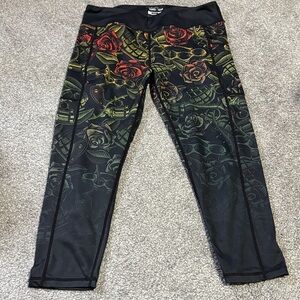 Constantly Varied Gear Black and Red Floral Leggings